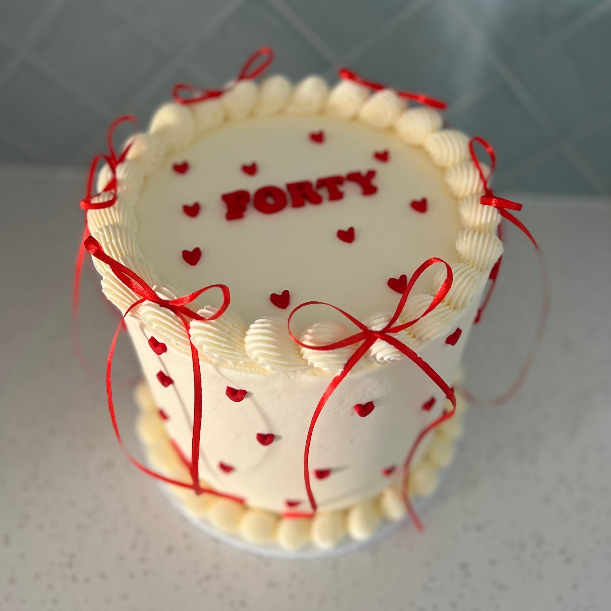 Bowtiful Heart Cake